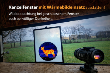 Hunting window with interchangeable thermal insert – for blinds & raised hides